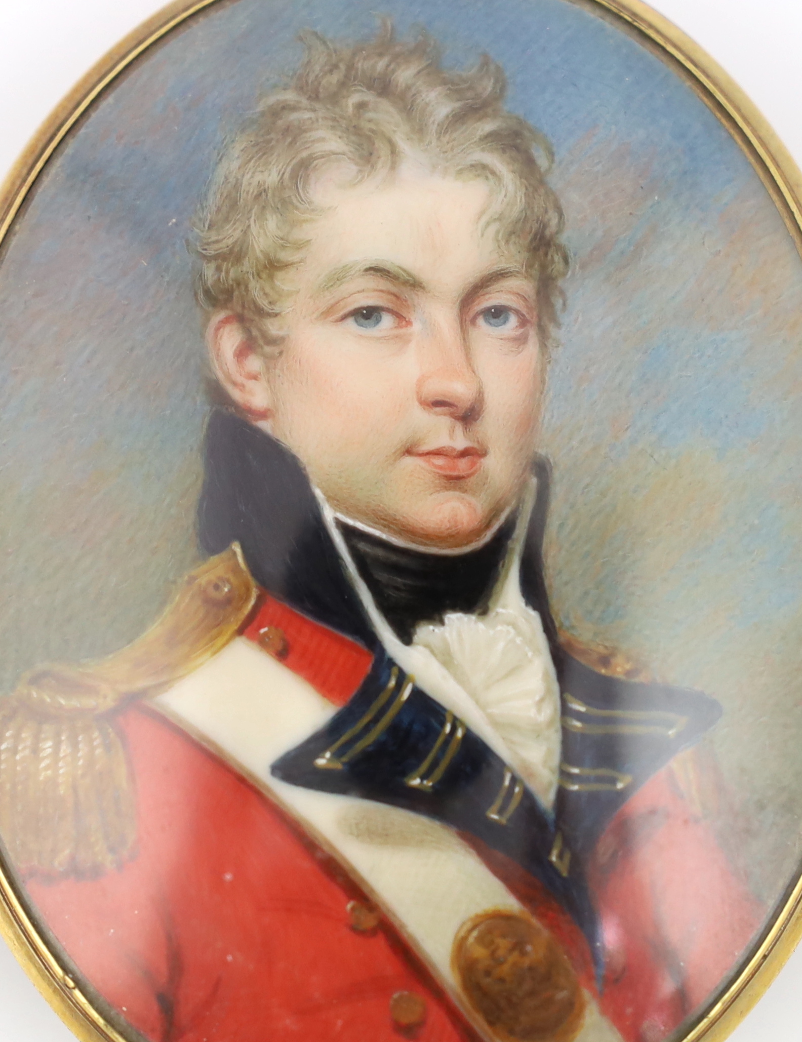 English School circa 1815, Portrait miniature of an army officer, watercolour on ivory, 7.5 x 5.7cm. CITES Submission reference 2PV8T26N